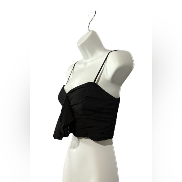 NWOT, Dynamite, Black Corset Cropped Top Ruched Front, XS - Picture 5 of 8